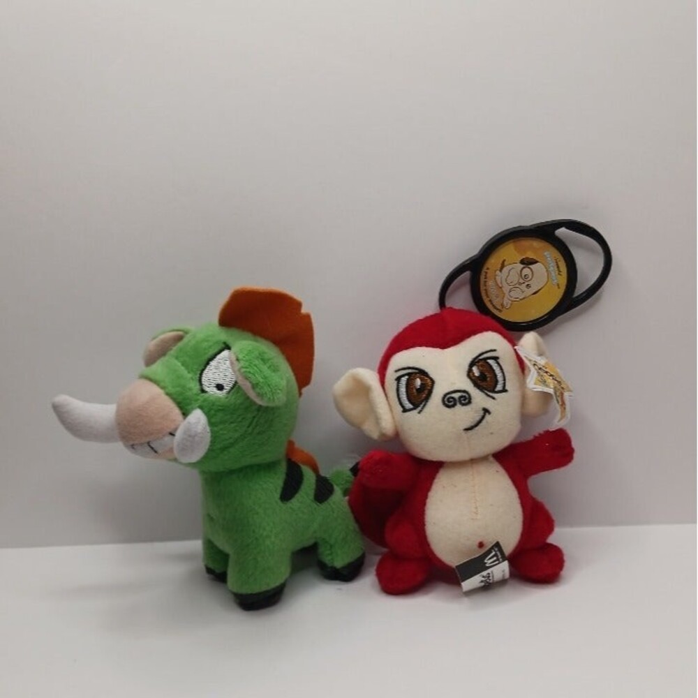 Neopets McDonalds Pets Red Mynci Green Moehog Warthog Plushie 2005